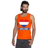 Holland hart vlag mouwloos shirt oranje heren 2XL  - - thumbnail