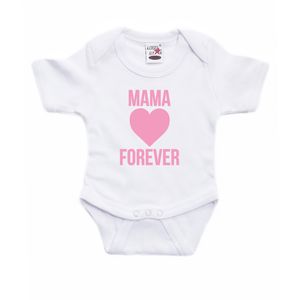 Mama forever roze hart cadeau baby rompertje wit jongen/meisje