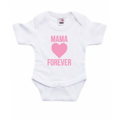 Mama forever roze hart cadeau baby rompertje wit jongen/meisje
