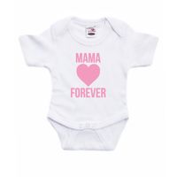 Mama forever roze hart cadeau baby rompertje wit jongen/meisje