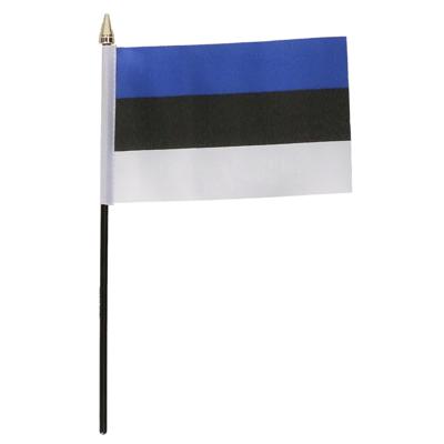 Estland - mini vlaggetje van 10 x 15 cm op stokje - Landen vlag - H27 cm