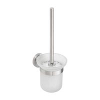 Toiletborstelhouder Sapho X-Steel Hangend 11.5x32.5 cm Geborsteld RVS / Melkglas - thumbnail