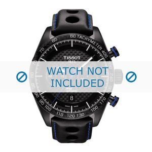 Tissot horlogeband T100.427.36.201.00 - T600037465 Leder Zwart 22mm + blauw stiksel