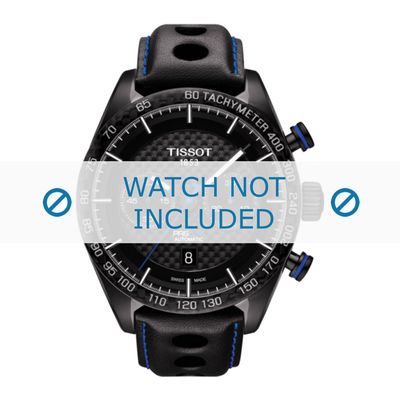 Tissot horlogeband T100.427.36.201.00 - T600037465 Leder Zwart 22mm + blauw stiksel