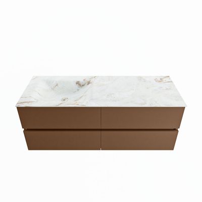 MONDIAZ VICA-DLUX 130cm badmeubel onderkast Rust 4 lades. Inbouw wastafel CLOUD links zonder kraangat, kleur Frappe.