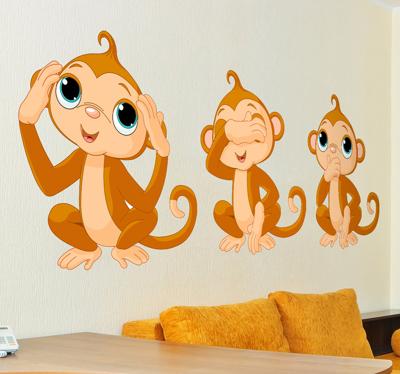 Muursticker Aapjes Kinderen