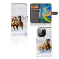 iPhone 14 Pro Telefoonhoesje met Pasjes Paarden