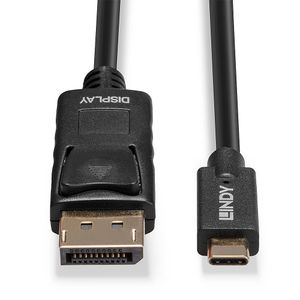 LINDY 43307 USB-C-displaykabel Aansluitkabel USB-C stekker, DisplayPort-stekker 10.00 m Zwart