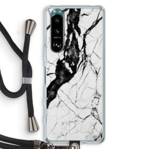 Witte marmer 2: Sony Xperia 5 III Transparant Hoesje met koord