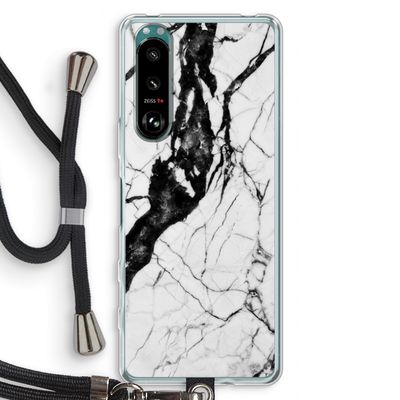 Witte marmer 2: Sony Xperia 5 III Transparant Hoesje met koord