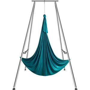 VEVOR Aerial yoga-hangmat met yogaframe 6 x 2,6 m, groen yogaschommel Air Flying, yogaschommel hangmatschommel 250 kg max. draagvermogen, inclusief yogasokken en voetkussens, anti-zwaartekrachtoefeningen