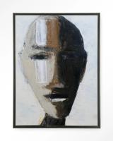 Urban Cotton Wandkleed 'Head 2' 80 x 110cm in Floating Frame - black