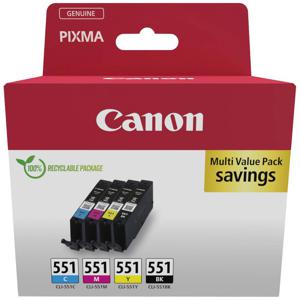 Canon Inktcartridge CLI-551 C/M/Y/BK Multipack Origineel Combipack Zwart, Cyaan, Magenta, Geel 6509B015