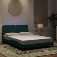 Bedframe met LED zonder matras fluweel donkergroen 120x200 cm