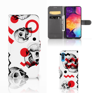 Telefoonhoesje met Naam Samsung Galaxy A50 Skull Red