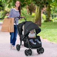 Opvouwbare Dubbele Kinderwagen voor Baby's met Zonnekap 5-Punts Veiligheidsgordel Verstelbare Rugleuning Vergrendelbare Wielen