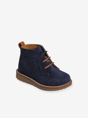 Laarzen met leren veters voor baby's marineblauw