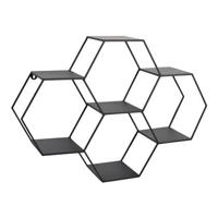 LOFT42 Hexagon Wandrek Zeshoekig - Zwart - 57x80x20 - thumbnail