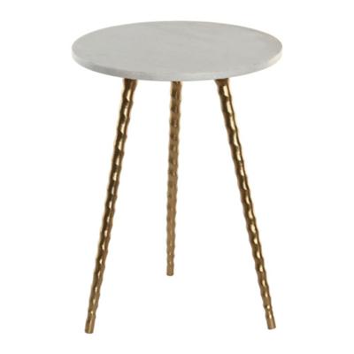 Item Int. Bijzettafel - 36 cm - marmeren blad - aluminium onderstel - goud / wit