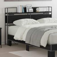 Opberghoofdbord met plank Zwart eiken 120 cm Bewerkt hout