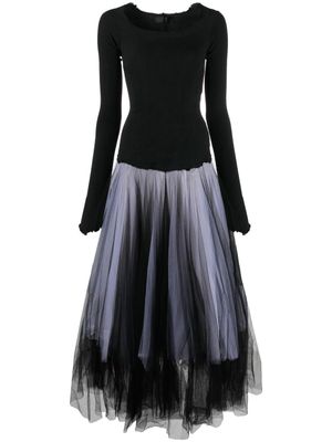 Marc Le Bihan robe mi-longue en tulle bicolore - Noir