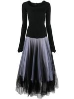 Marc Le Bihan robe mi-longue en tulle bicolore - Noir