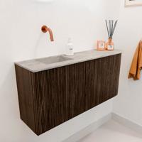 Toiletmeubel Mondiaz Joya Dlux | 91.6 cm | Meubelkleur Walnut | Faye wastafel Glace Wasbak Links | Zonder kraangat(en)