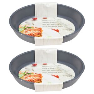 2x Grijze ovale glazen ovenschalen 2,4 liter 30 x 21 cm