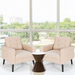 Fauteuil met 2 Zijzakken Oorfauteuil met Rugkussens Enkele Bank Gevoerd Relaxstoel Clubstoel Televisiestoel 75 x 81 x 86 cm