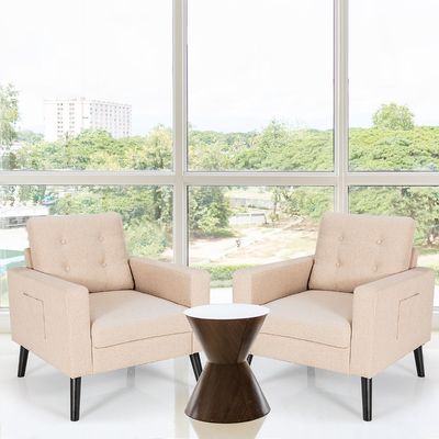 Fauteuil met 2 Zijzakken Oorfauteuil met Rugkussens Enkele Bank Gevoerd Relaxstoel Clubstoel Televisiestoel 75 x 81 x 86 cm