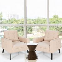 Fauteuil met 2 Zijzakken Oorfauteuil met Rugkussens Enkele Bank Gevoerd Relaxstoel Clubstoel Televisiestoel 75 x 81 x 86 cm