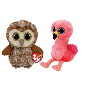 Ty - Knuffel - Beanie Boo's - Percy Owl & Gilda Flamingo