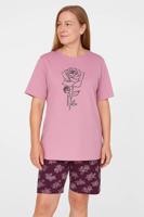 Tenderness dames shortama katoen - Paarse bloem Tenderness dames shortama katoen - Paarse bloem