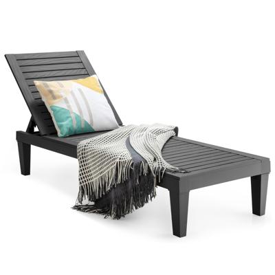 Terras Ligstoel Ligstoel voor Buiten met Verstelbare Rugleuning Ligstoel met 5 Standen Weer- en Roestbestendig Ligstoel Tweedelige Set-Zwart