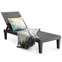 Terras Ligstoel Ligstoel voor Buiten met Verstelbare Rugleuning Ligstoel met 5 Standen Weer- en Roestbestendig Ligstoel Tweedelige Set-Zwart