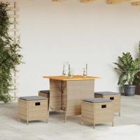 5-delige Tuinset met kussens poly rattan beige