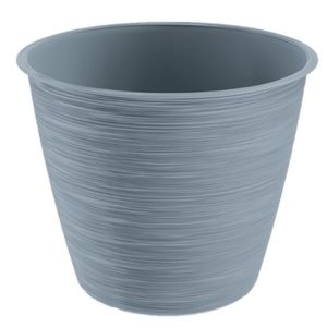 Stijlvolle kunststof plantenpot/bloempot dia 30 cm/hoogte 25 cm Paintstripe steengrijs