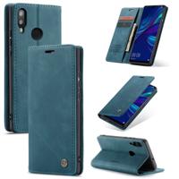 CaseMe multifunctionele retro Frosted horizontale Flip lederen case voor Huawei P Smart 2019 met kaartsleuven & houder & portemonnee (blauw)