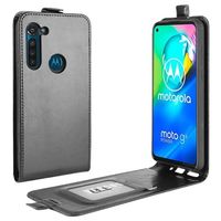 Motorola Moto G8 Power Vertical Flip Case met Kaartsleuf - Zwart - thumbnail