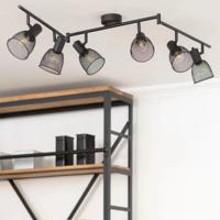 Plafondspot &apos;Cara&apos; zwart vierkant frame 6 spots e14 fitting