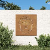 VidaXL Wanddecoratie tuin boeddhahoofd-ontwerp 55x55 cm cortenstaal