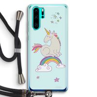 Regenboog eenhoorn: Huawei P30 Pro Transparant Hoesje met koord