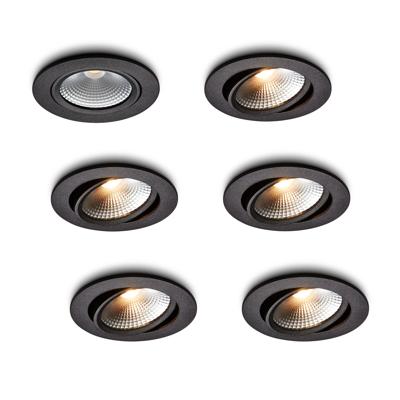 LED-inbouwspot set 6 stuks Cormo zwart 5W dimbaar