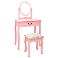 Kaptafel met kruk 65x36x128 cm paulowniahout MDF roze - thumbnail