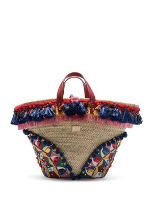 Dolce & Gabbana sac tressé Kendra à broderies - Tons neutres