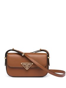 Prada sac à bandoulière en cuir à logo triangle - Marron