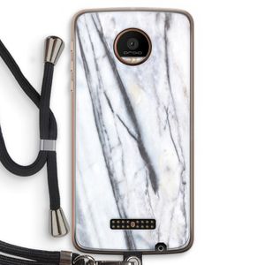 Gestreepte marmer: Motorola Moto Z Force Transparant Hoesje met koord
