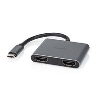 USB Multi-Port Adapter | USB 3.2 Gen 1 | USB-C© Male | 2x HDMI© | 0.10 m | Rond | Vernikkeld | P - thumbnail