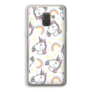 Rainbow Unicorn: Samsung Galaxy A8 (2018) Transparant Hoesje