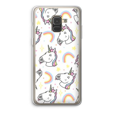 Rainbow Unicorn: Samsung Galaxy A8 (2018) Transparant Hoesje